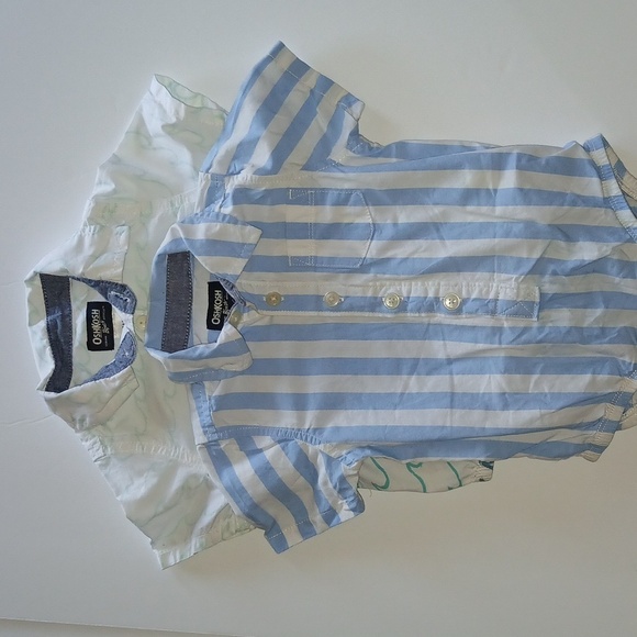 OshKosh B’Gosh Baby Boy Short Sleeve Button Down Bodysuit | Size:6M(strip) & 9M - Picture 2 of 7